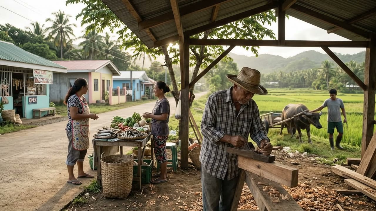 Local people at work across San Andres, Catanduanes.